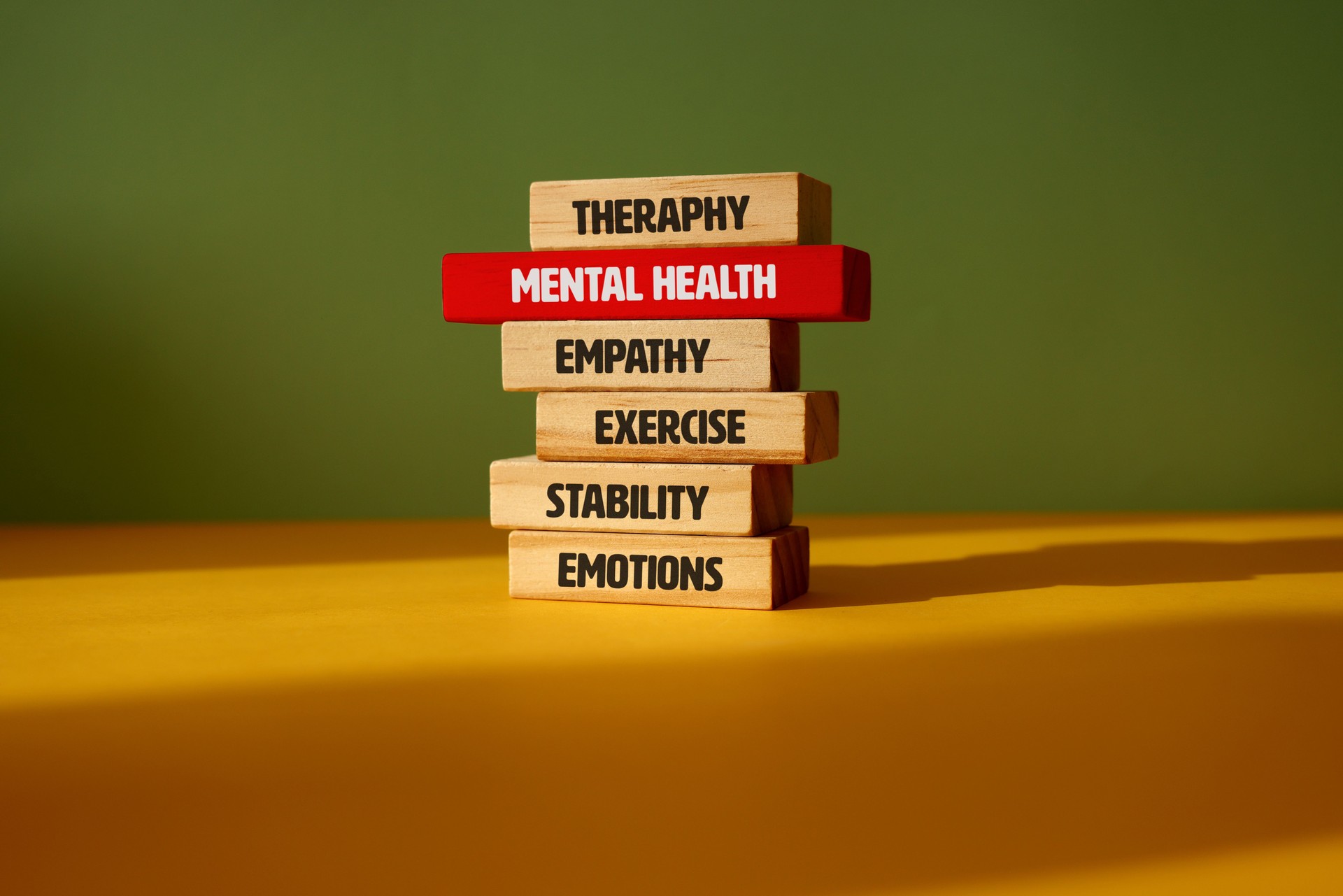 Mental Health Text On Wood Block